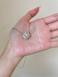 Floral Cluster Lab Grown Diamond Necklace | Marquise & Oval shape Diamond Blossom Pendant | Platinum