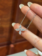 Marquise Cut Lab Grown Diamond Flower Necklace | Four Petal Floral Diamond Pendant