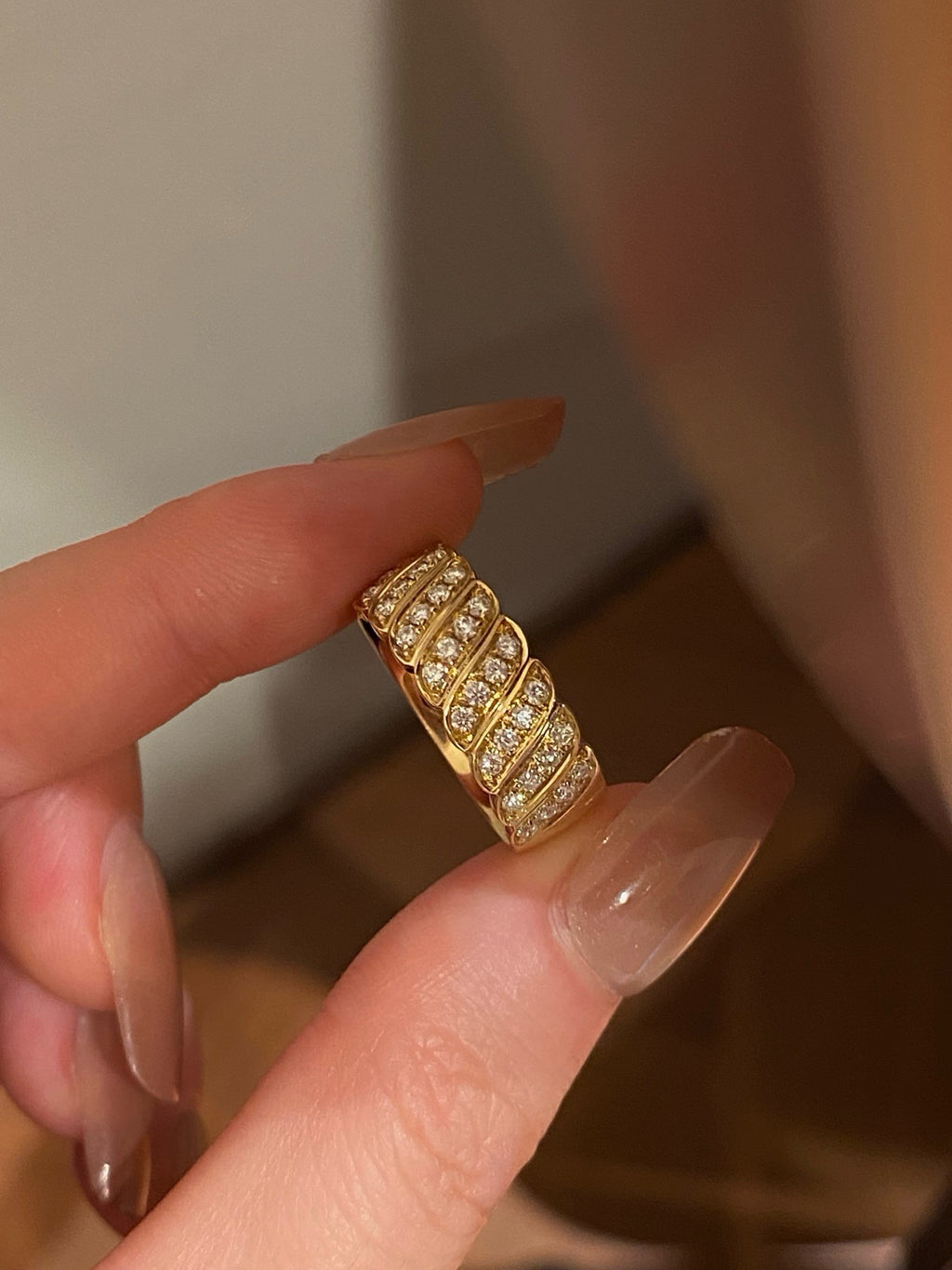 Lab Grown Diamond Eternity Band Ring 18K Yellow Gold Round Brilliant Cut Pavé Set Diamond Ring