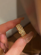 Lab Grown Diamond Eternity Band Ring 18K Yellow Gold Round Brilliant Cut Pavé Set Diamond Ring