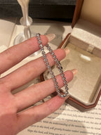 1.5 Carat Total Lab Grown Diamond Tennis Bracelet | Round Brilliant Cut Diamond Bezel Link Chain | 18K White Gold Elegant Bracelet