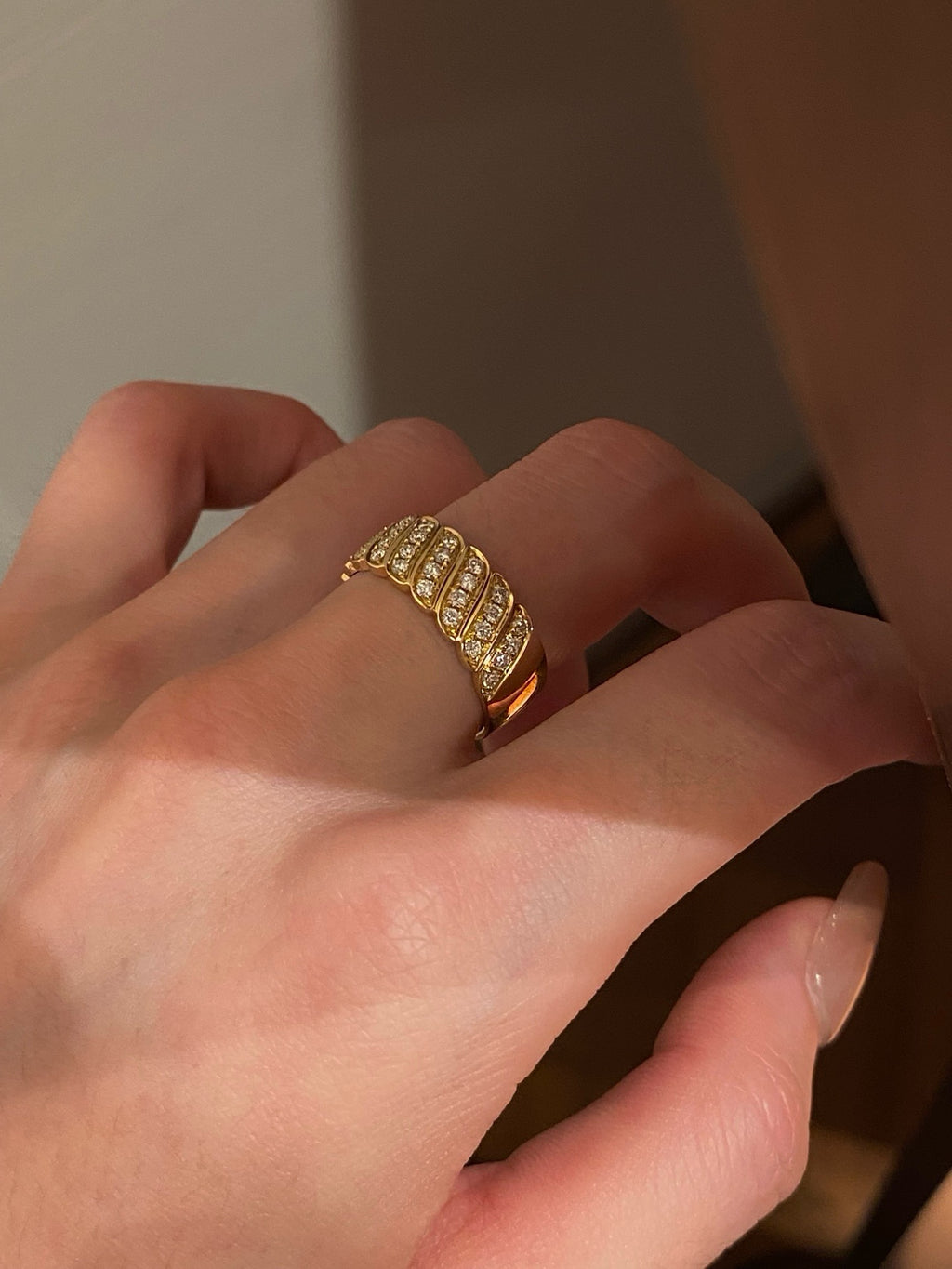 Lab Grown Diamond Eternity Band Ring 18K Yellow Gold Round Brilliant Cut Pavé Set Diamond Ring