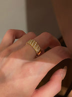 Lab Grown Diamond Eternity Band Ring 18K Yellow Gold Round Brilliant Cut Pavé Set Diamond Ring