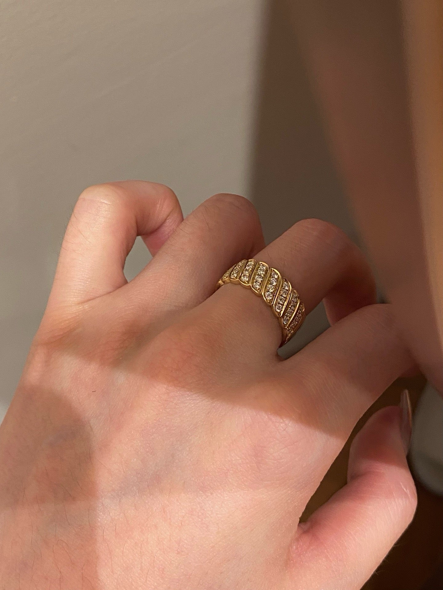 Lab Grown Diamond Eternity Band Ring 18K Yellow Gold Round Brilliant Cut Pavé Set Diamond Ring