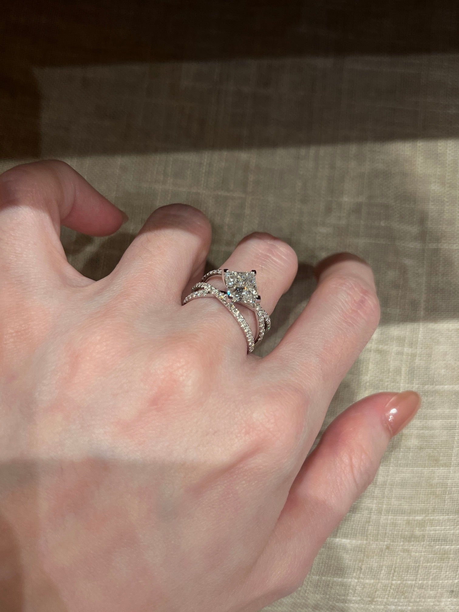 1.2ct Princess Cut Lab Grown Diamond Ring | Twisted Pavé Band with Split Shank Design | Platinum