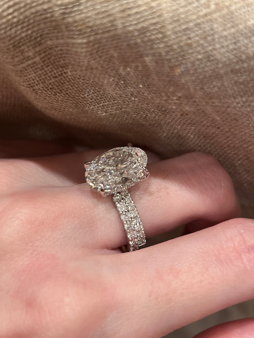 3 Carat Oval Cut Lab Grown Diamond Ring 18K White Gold