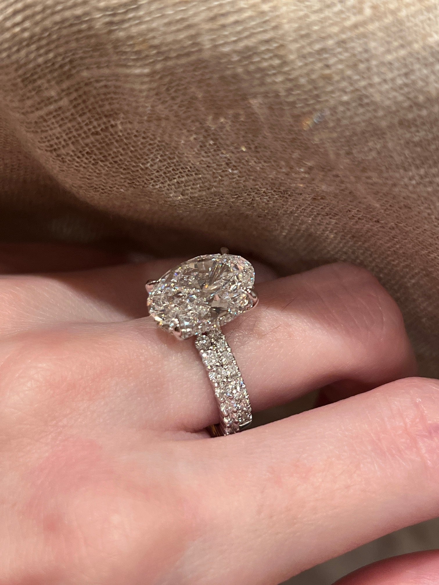 3 Carat Oval Cut Lab Grown Diamond Ring 18K White Gold