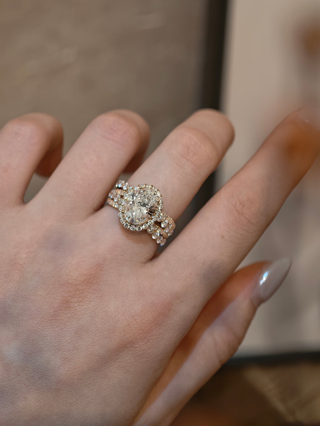 1.5ct Round Brilliant Cut Lab Grown Diamond Ring | Double Halo Pavé Band with Diamond Accents | 14K/18K Gold