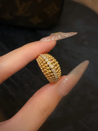 Diamond Beaded Pavé Band Ring 18K Yellow Gold