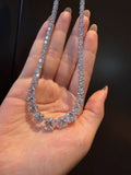 Graduated Round Brilliant Cut Lab Grown Diamond Tennis Necklace | Classic Diamond Riviera Necklace | Platinum Finish