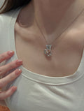 Oval Cut Fancy Color Lab Grown Diamond Floral Necklace | Diamond Cluster Pendant with Pear Shape Accents