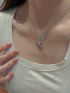 Oval Cut Fancy Color Lab Grown Diamond Floral Necklace | Diamond Cluster Pendant with Pear Shape Accents