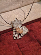 Oval Cut Fancy Color Lab Grown Diamond Floral Necklace | Diamond Cluster Pendant with Pear Shape Accents