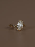 2.00ct Oval Cut Lab Grown Diamond Ring | Sculptural Curved Band Solitaire Engagement Ring | 14K/18K Gold