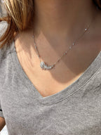 Round Brilliant Cut Lab Grown Diamond Feather Necklace | Elegant Diamond Wing Pendant