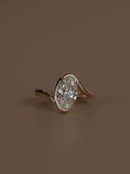 2.00ct Oval Cut Lab Grown Diamond Ring | Sculptural Curved Band Solitaire Engagement Ring | 14K/18K Gold