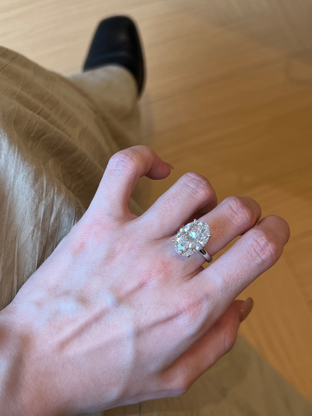 3.0ct Oval Cut Lab Grown Diamond Ring | Classic Solitaire Oval Diamond Engagement Ring with Platinum Band