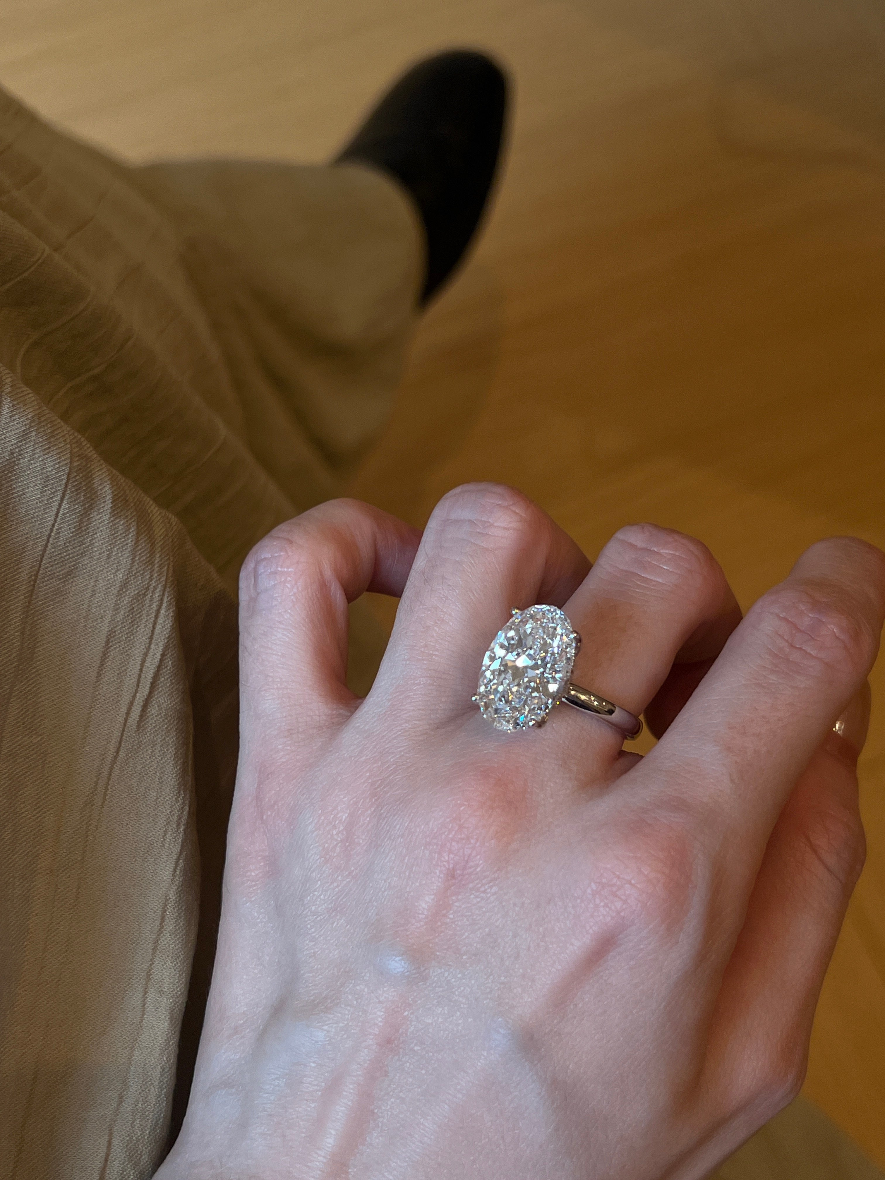 3.0ct Oval Cut Lab Grown Diamond Ring | Classic Solitaire Oval Diamond Engagement Ring with Platinum Band