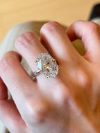 3.0ct Oval Cut Lab Grown Diamond Ring | Classic Solitaire Oval Diamond Engagement Ring with Platinum Band
