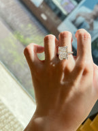 2.5ct Radiant Cut Lab Grown Diamond Ring | Hidden Halo Pavé Band Engagement Ring | Platinum