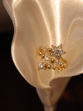 0.3ct Star Shape Lab Grown Diamond Ring | Celestial Star Pavé Band with Diamond Accents | Gold
