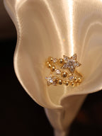 0.3ct Star Shape Lab Grown Diamond Ring | Celestial Star Pavé Band with Diamond Accents | Gold