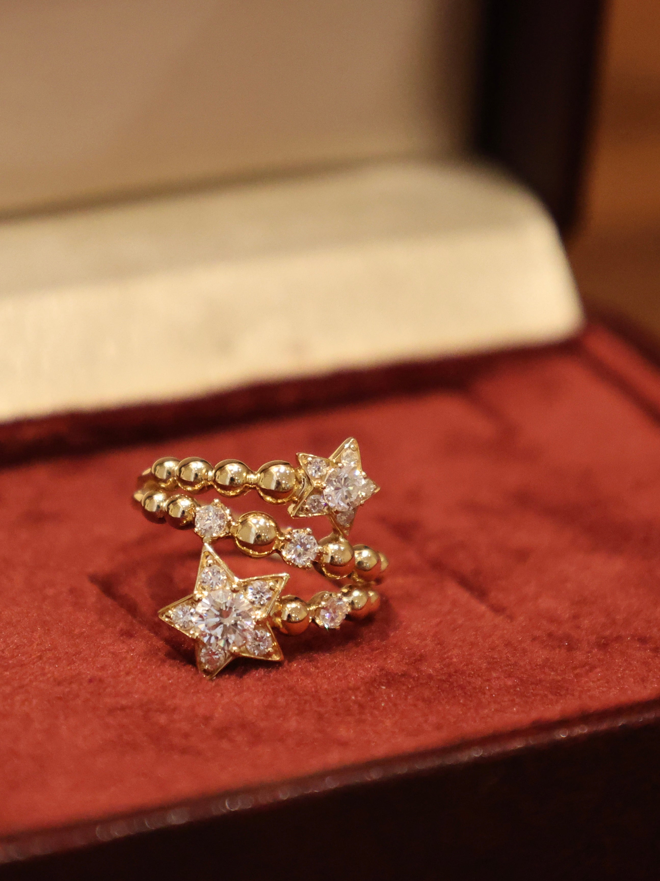 0.3ct Star Shape Lab Grown Diamond Ring | Celestial Star Pavé Band with Diamond Accents | Gold