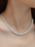 Graduated Round Brilliant Cut Lab Grown Diamond Necklace | Riviera Tennis Style Diamond Collar Necklace | Luxury Fine Jewelry