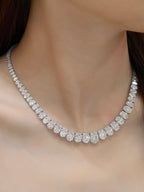 Graduated Round Brilliant Cut Lab Grown Diamond Necklace | Riviera Tennis Style Diamond Collar Necklace | Luxury Fine Jewelry
