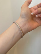 Lab Grown Diamond Bangle Bracelet | Emerald Cut Diamond Eternity Bangle | 18K White Gold Luxury Jewelry