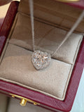 Heart Shape Lab Grown Diamond Necklace | Halo Setting with Round Brilliant Cut Diamond Accents