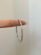 Lab Grown Diamond Bangle Bracelet | Emerald Cut Diamond Eternity Bangle | 18K White Gold Luxury Jewelry