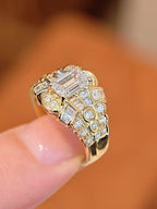 1.65 Carat Diamond Art Deco Statement Ring 18K Yellow Gold
