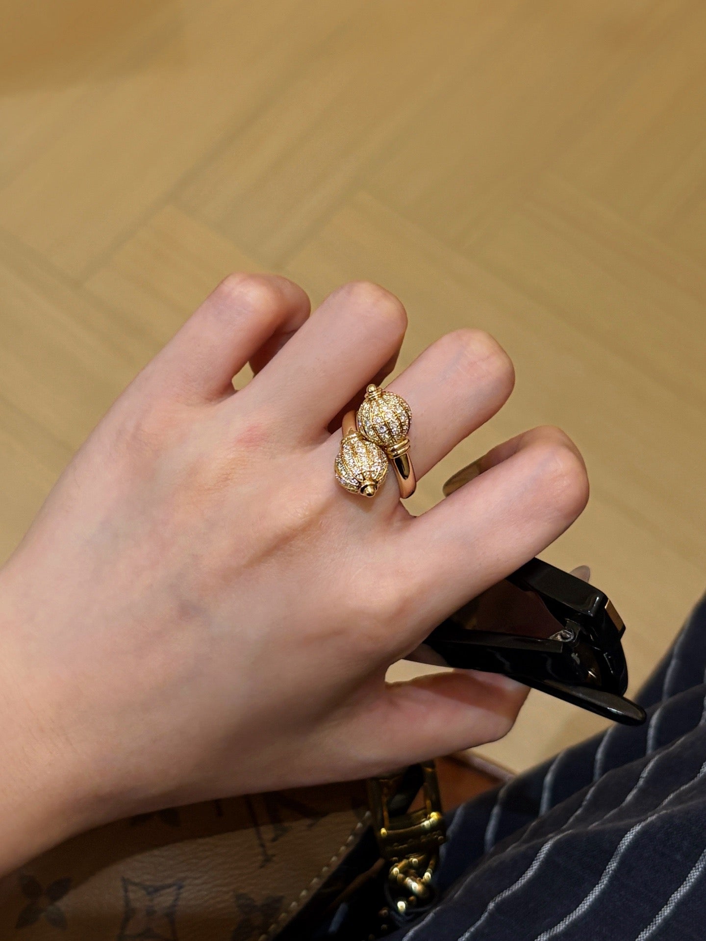 1.5 Carat Diamond Double Orb Statement Ring 18K Yellow Gold