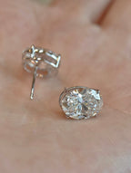2 Carat Each Oval Cut Lab Grown Diamond Stud Earrings | Four Prong Setting | 18K White Gold Classic Solitaire Earrings