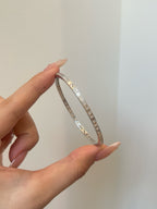 Lab Grown Diamond Bangle Bracelet | Emerald Cut Diamond Eternity Bangle | 18K White Gold Luxury Jewelry