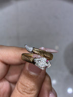 For Rach Borack Moloo 14k yellow gold Snake Ring tiny diamonds 0.26ct.Dvvs