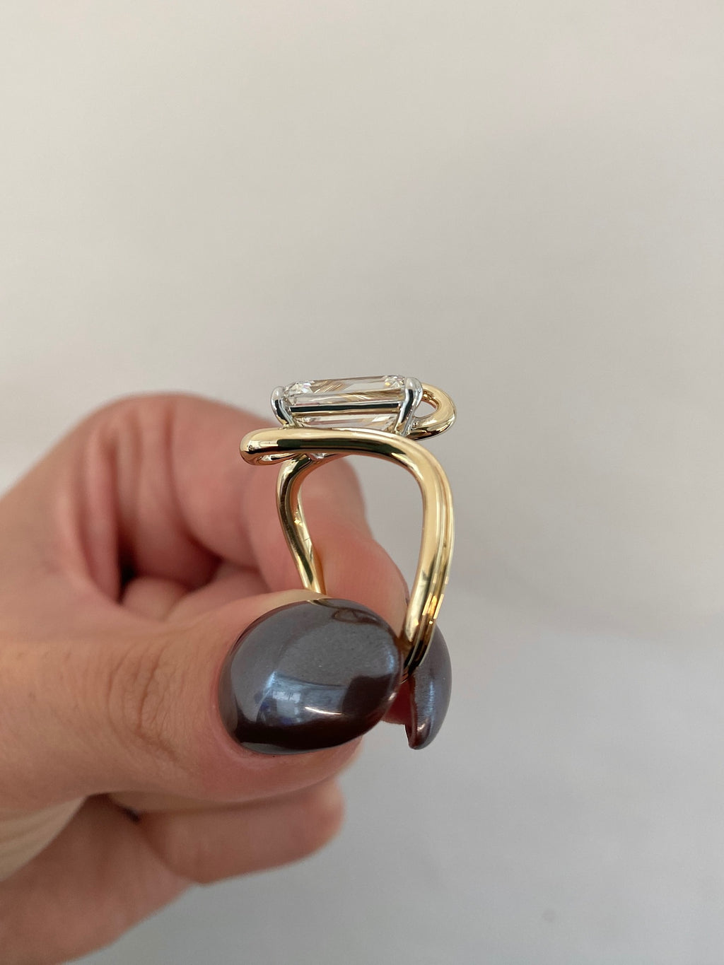 3 Carat Emerd Lab Grown Diamond Rings 18K Yellow Gold
