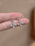 Diamond Floral Drop Earrings | Pear Cut Lab Grown Diamonds | Pavé Setting | 18K White Gold