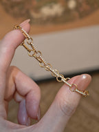 Diamond Link Chain Bracelet | Lab Grown Diamond Paved Circular Link Bracelet | 18K Yellow Gold Jewelry