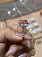 For VEE 14k yellow gold with halo pave design fancy pink diamond