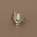 2.0ct Marquise Shape Lab Grown Diamond Ring | Sculptural Pavé Curved Band with Marquise Center Stone | 18K Yellow Gold