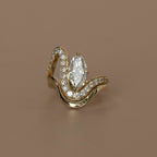 2.0ct Marquise Shape Lab Grown Diamond Ring | Sculptural Pavé Curved Band with Marquise Center Stone | 18K Yellow Gold