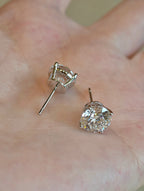 3 Carat Each Round Lab Grown Diamond Stud Earrings | Four Prong Setting | Classic Solitaire Diamond Earrings | 18K Gold