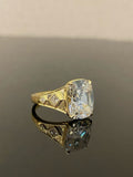 3 Carat Cushion Cut Lab Grown Diamond Ring 18K Yellow Gold
