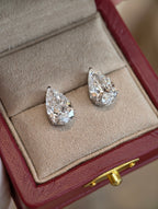 Pear Shape Lab Grown Diamond Stud Earrings | Elegant Four Prong Setting | 18K White Gold