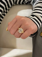 3 Carat Cushion Cut Lab Grown Diamond Ring 18K Yellow Gold