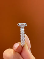 For Shaylyn — 18K White Gold, Oval-Cut White Diamond, center stone approximately 3.2 carats, side stones approximately 4.5 carats, D/VVS2.