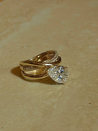 2.0ct Pear Shape Lab Grown Diamond Ring | Double Wave Pavé Band with Floating Pear Center Stone | 18K Gold