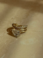 2.0ct Pear Shape Lab Grown Diamond Ring | Double Wave Pavé Band with Floating Pear Center Stone | 18K Gold